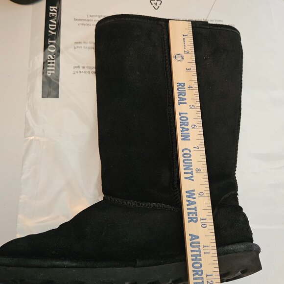 BEARPAW WOMEN'S ELLE TALL SUEDE WINTER PULL ON BOOTS Sz 9 BLACK Wool - Picture 15 of 15